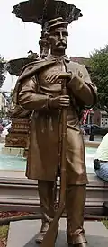 Statue of Union soldier facing south to ward off Confederates, 1878