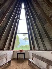 Interior of the chapel, with a view towards Taiaroa Head