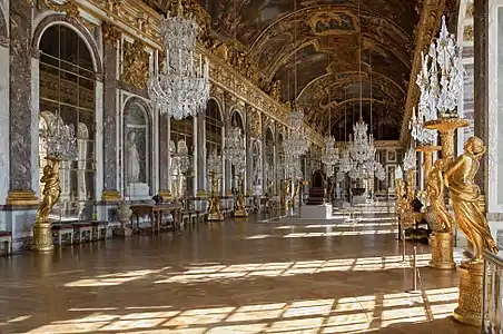 Hall of Mirrors at Palace of Versailles, decorated by Charles Le Brun (1678–1684)