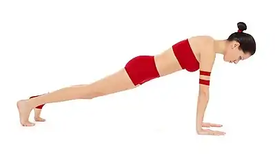 Variation with straight arms (Kumbhakasana, Phalakasana, or High Plank)