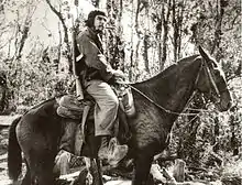 Che Guevara smoking a cigar while riding a mule in the Escambray Mountains