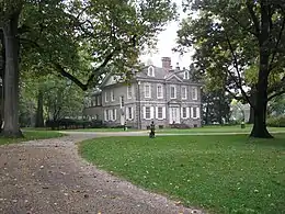 Photo shows Cliveden, also known as the Chew House, at 6401 Germantown Ave, Philadelphia, PA 19144. View is toward the east.