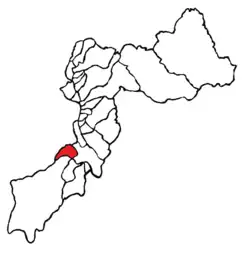 Location of the district in the province of Huancayo, department of Junín, Peru