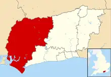 Chichester shown within West Sussex