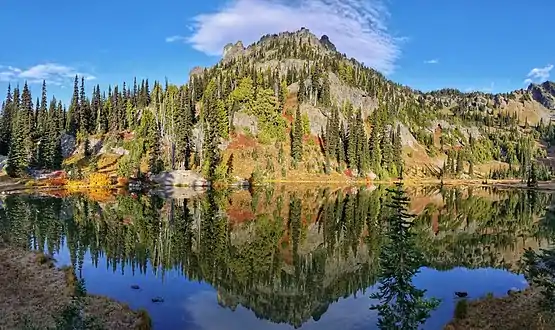 Southeast aspect reflected in Sheep Lake