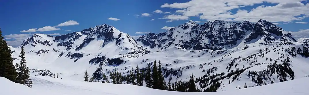 Chiwawa Mountain (left) with its parent, Fortress Mountain (right)