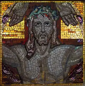 Mosaic of Christ (detail) on the pulpit