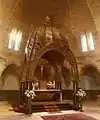 Copper baldachin in the Sint-Janskerk at Waalwijk (Netherlands) with the shape of leather skins, 1924