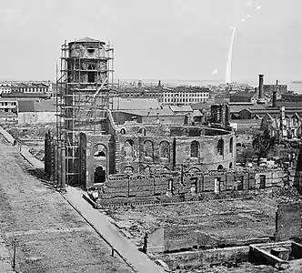 The ruins of the Circular Church in 1865  still showed the clear circular layout of the building designed by Robert Mills