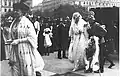 The Countess Clam-Gallas (left, wearing an ermine coat) with Countess Gabrielle Clam-Gallas and Adolf, Prince von Auersperg (right couple)