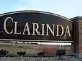 Clarinda welcome sign