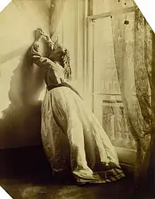 Clementina Hawarden: Clementina Maude in a dramatic posture (c. 1862)