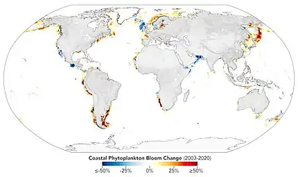 Coastal phytoplankton bloom change 2003–2020