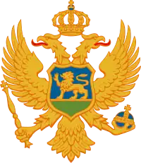 Coat of arms of Montenegro (2004, the lion ultimately derived from the Lion of Mark used by the Republic of Venice)