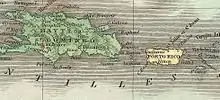 Old map of Hispaniola and Puerto Rico