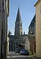 The spire of the Collégiale church in Le Dorat.