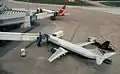 Boarding bridge to an aircraft via a jetway at the Cologne Bonn Airport in 2001.