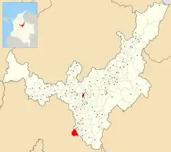 Location of the municipality and town of  Guayatá in the Boyacá Department of Colombia