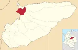 Location of the municipality and town of Tamara, Casanare in the Casanare Department of Colombia.