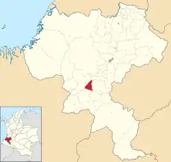 Location of the municipality of Sucre in the Cauca Department