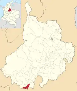 Location of the municipality and town of Albania, Santander in the Santander  Department of Colombia.