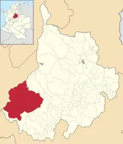 Location of the municipality and town of Cimitarra in the Santander  Department of Colombia.