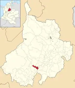 Location of the municipality and town of El Guacamayo in the Santander  Department of Colombia.