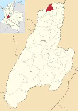 Location of the municipality and town of Fresno in the Tolima Department of Colombia