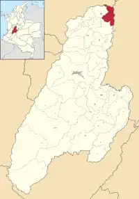 Location of the municipality and town of Honda in Tolima Department.