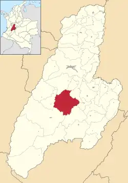 Location of the municipality and town of Ortega in the Tolima Department of Colombia