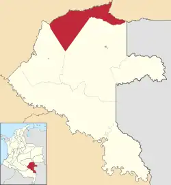 Location of the town and Department Corregimiento of Papunahua in the Vaupés Department of Colombia.