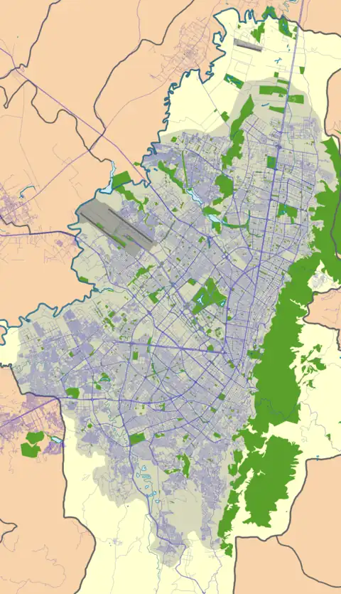 Map showing the location of Jaboque WetlandHumedal Jaboque