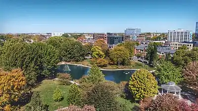 Pond and gazebo