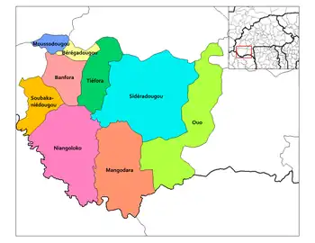 Provincial map of its departments