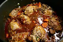 Coq au vin cooking