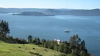 Position of Mancera Island in Corral Bay. View from Corral.