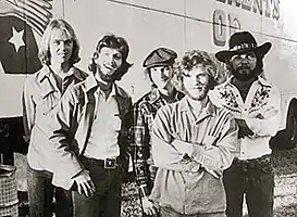 Talton (first from right) as part of the rock band "Cowboy" in the 1970s