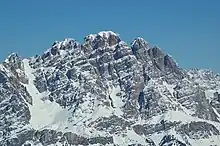 Monte Cristallo from the south, left the Forcella Staunies