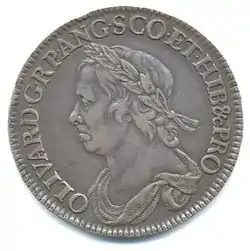 Half crown coin of Oliver Cromwell, 1658