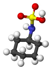 Ball-and-stick model of cyclamic acid