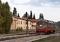 Heritage diesel locomotive on a photo charter.