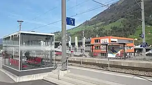 Enclosed shelter on platform