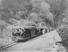 Europeans on an outdoor station platform