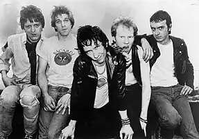 Dead Boys in 1977. From left: Jimmy Zero, Johnny Blitz, Stiv Bators, Cheetah Chrome, and Jess Magnum