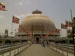 Deekshabhoomi monument, located in Nagpur, Maharashtra where B. R. Ambedkar converted to Buddhism in 1956 is the largest stupa in Asia.