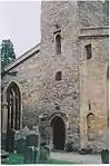 Detail of tower at St Mary's, Deerhurst.