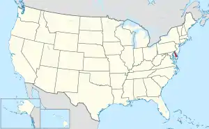 Map of the United States highlighting Delaware