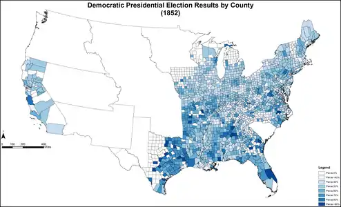 Map of Democratic presidential election results by county