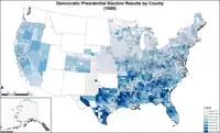 Map of Democratic presidential election results by county