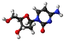 Ball-and-stick model of the deoxycytidine molecule